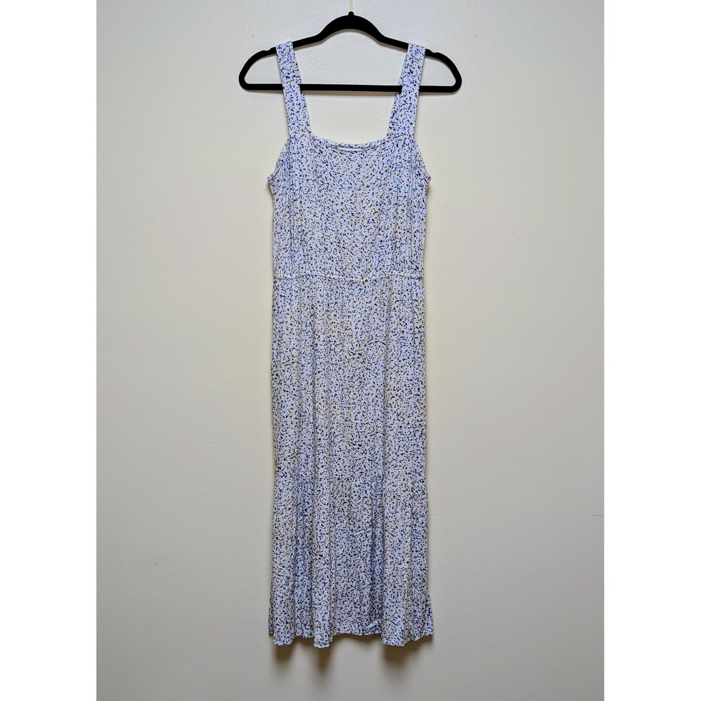 Amazon Essentials Medium Multicolor Dots Square Neck Tiered Midi Dress